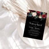 Rustic Black Botanical Wedding Brunch Kaart