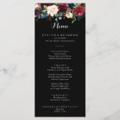 Rustic Black Botanical Wedding Dinner Menu Kaart (Voorkant)