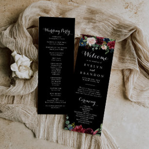Rustic Black Botanical Wedding Program Programma