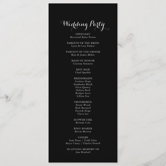 Rustic Black Botanical Wedding Programme (Dos)