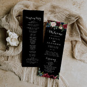 Rustic Black Botanical Wedding Programme