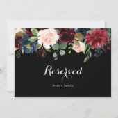 Rustic Black Botanical Wedding Reserved Sign (Achterkant)