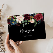 Rustic Black Botanical Wedding Reserved Sign