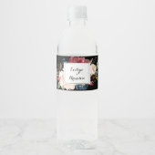 Rustic Black Botanical Wedding Waterfles Etiket (Voorkant)