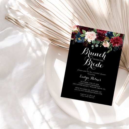 Rustic Black Brunch met bride Shower Kaart