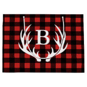 Rustic Black Buffalo Deer Antlers Initiaal Large Cadeautasje (Voorkant)