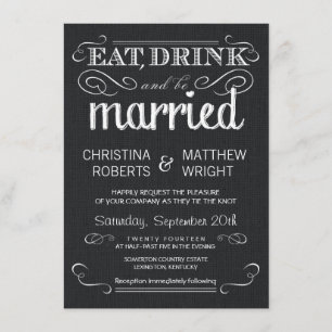Rustic Black Burlap Vintage Wedding Invitations Kaart