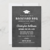 Rustic Black Chalkboard Backyard BBQ Afstuderen Kaart (Voorkant)