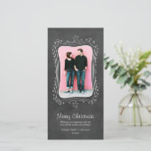Rustic Black Chalkboard Merry Kerstfoto Feestdagenkaart (Staand voorkant)