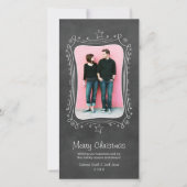 Rustic Black Chalkboard Merry Kerstfoto Feestdagenkaart (Voorkant)