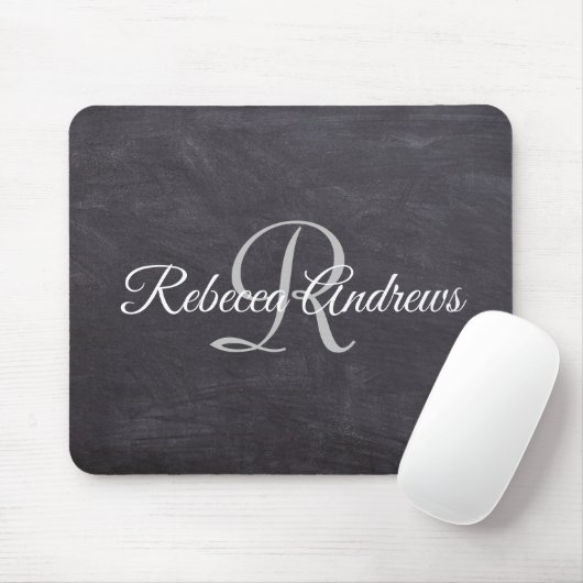 Rustic Black Chalkboard Monogram Muismat (Met muis)