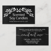 Rustic Black Chalkboard Soy Candle Visitekaartje (Voorkant / Achterkant)