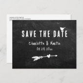 Rustic Black Chalkboard Wedding Save the Date Briefkaart (Voorkant / Achterkant)