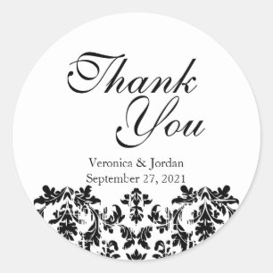 Rustic, Black Damask Hartelijk dank aan Stickers