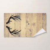 Rustic Black Deer Antlers & Farmhouse Wood Planks Bad Handdoek (Handdoek)