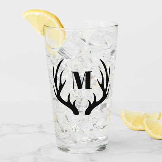 Rustic Black Deer Antlers | Monogram Glas (Voorkant ijs)