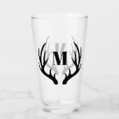 Rustic Black Deer Antlers | Monogram Glas (Voorkant)
