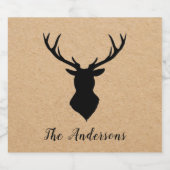 Rustic Black Deer | Kraft | Familienaam Bier Etiket (Enkel label)