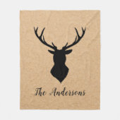 Rustic Black Deer | Kraft | Familienaam Fleece Deken (Voorkant)