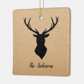 Rustic Black Deer | Kraft | Familienaam Keramisch Ornament (Links)