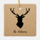 Rustic Black Deer | Kraft | Familienaam Keramisch Ornament (Voorkant)