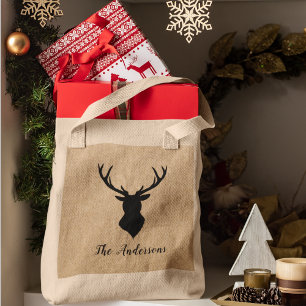 Rustic Black Deer   Kraft   Familienaam Tote Bag
