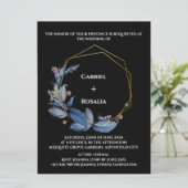 Rustic Black en Dusty Blue Wedding Invitations (Staand voorkant)