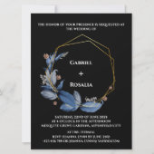 Rustic Black en Dusty Blue Wedding Invitations (Voorkant)