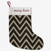 Rustic Black Faux Burlap Chevron Pattern Kleine Kerstsok (Voorkant)