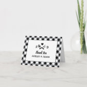 Rustic Black Gingham Pset BBQ Wedding Monogram Bedankkaart (Voorkant)