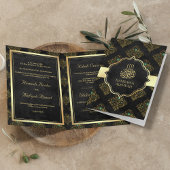  Rustic Black Gold Damask moslim Weduwschap