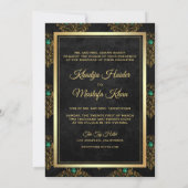  Rustic Black Gold Damask moslim Weduwschap Kaart (Achterkant)