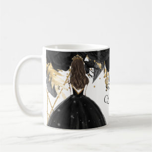 Rustic Black Gold Floral Princess Quinceanera Koffiemok