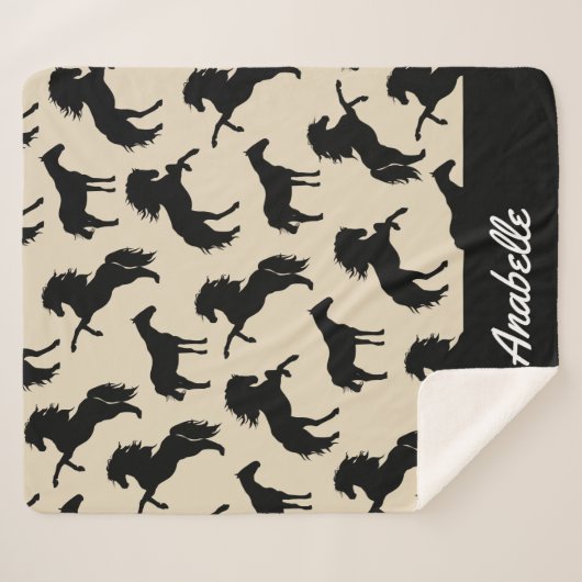 Rustic Black Horse Silhouettes | Gepersonaliseerd Sherpa Deken (Voorkant (horizontaal))