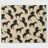 Rustic Black Horse Silhouettes & Taupe Cadeaupapier (Vlak)