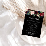 Rustic Black Mariage Kissing Menu Carte de jeu<br><div class="desc">Cette carte de jeu rustique mariage noir à la carte de baiser est parfaite pour une réception de mariage classique. Le design est composé de fleurs bordeaux,  rouges,  navy,  bleues et rousses rayonnantes et gracieuses peintes à la main dans un arrière - plan noir,  inspirant beauté naturelle.</div>
