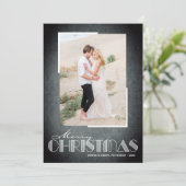 Rustic Black Merry-kerstfoto Feestdagenkaart (Staand voorkant)
