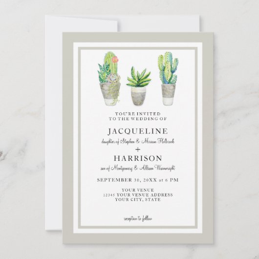 Rustic Black n White Tile Succulents in Cactus Art Kaart (Voorkant)