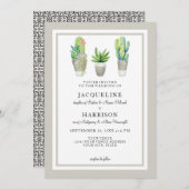 Rustic Black n White Tile Succulents in Cactus Art Kaart (Voorkant / Achterkant)