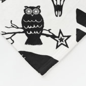 Rustic Black Owl Beer Deer Fox Woodland Pattern Fleece Deken (Hoek)