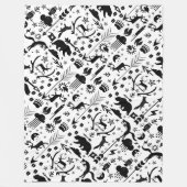 Rustic Black Owl Beer Deer Fox Woodland Pattern Fleece Deken (Voorkant)