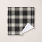 Rustic Black Pset Pattern met Monogram Bad Handdoek (Wasdoekje)