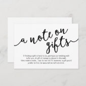 Rustic Black Script, een notitie over geschenken Informatiekaartje (Voorkant / Achterkant)