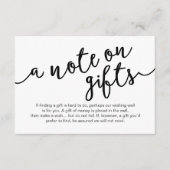 Rustic Black Script, een notitie over geschenken Informatiekaartje (Voorkant)