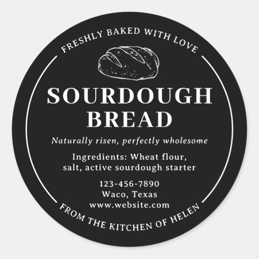 Rustic Black Sourdough Bakery Bread Sticker (Voorkant)