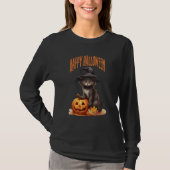 Rustic Black Spooky Cat T-shirt (Voorkant)