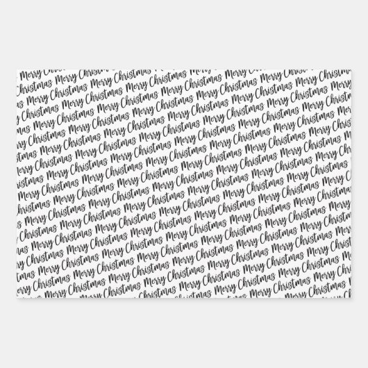 Rustic Black Tartan Pset Merry-kerstpatroon Inpakpapier Vel (Voorkant 2)