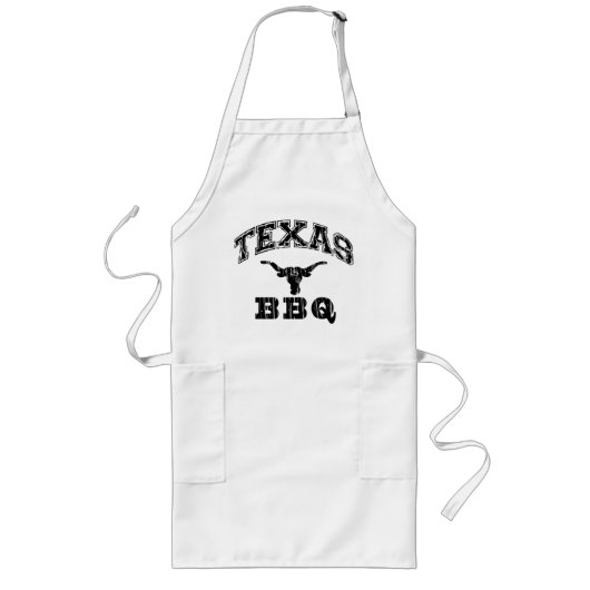 Rustic Black Texas BBQ Logo Apron Lang Schort (Voorkant)
