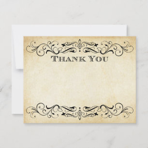 Rustic Black Vlourish Parchment Wedding Notitiekaartje