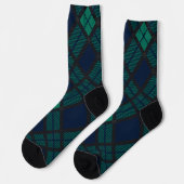 Rustic Black Watch Plaid Green Blue Tartan Sokken (Links)